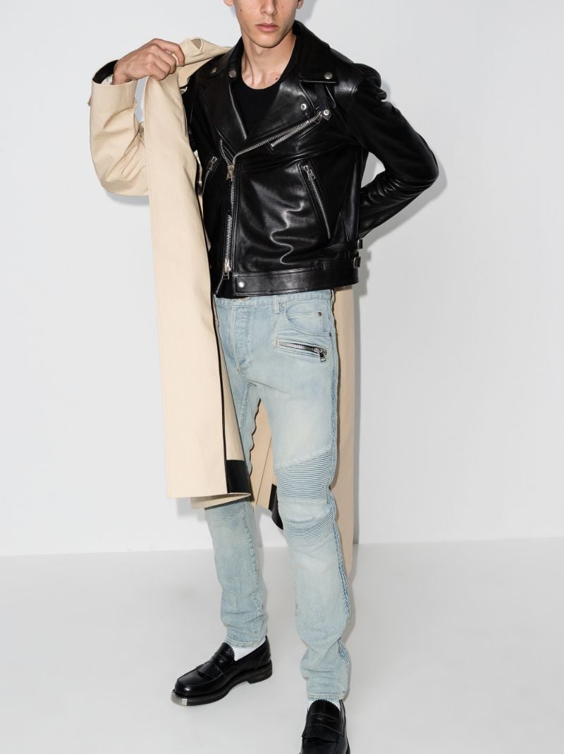 Slim Fit Faded Biker Jeans