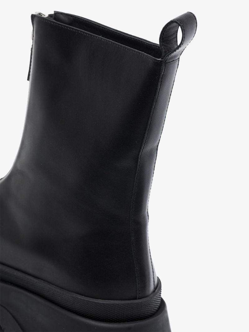 Black Zipped Leather Boots