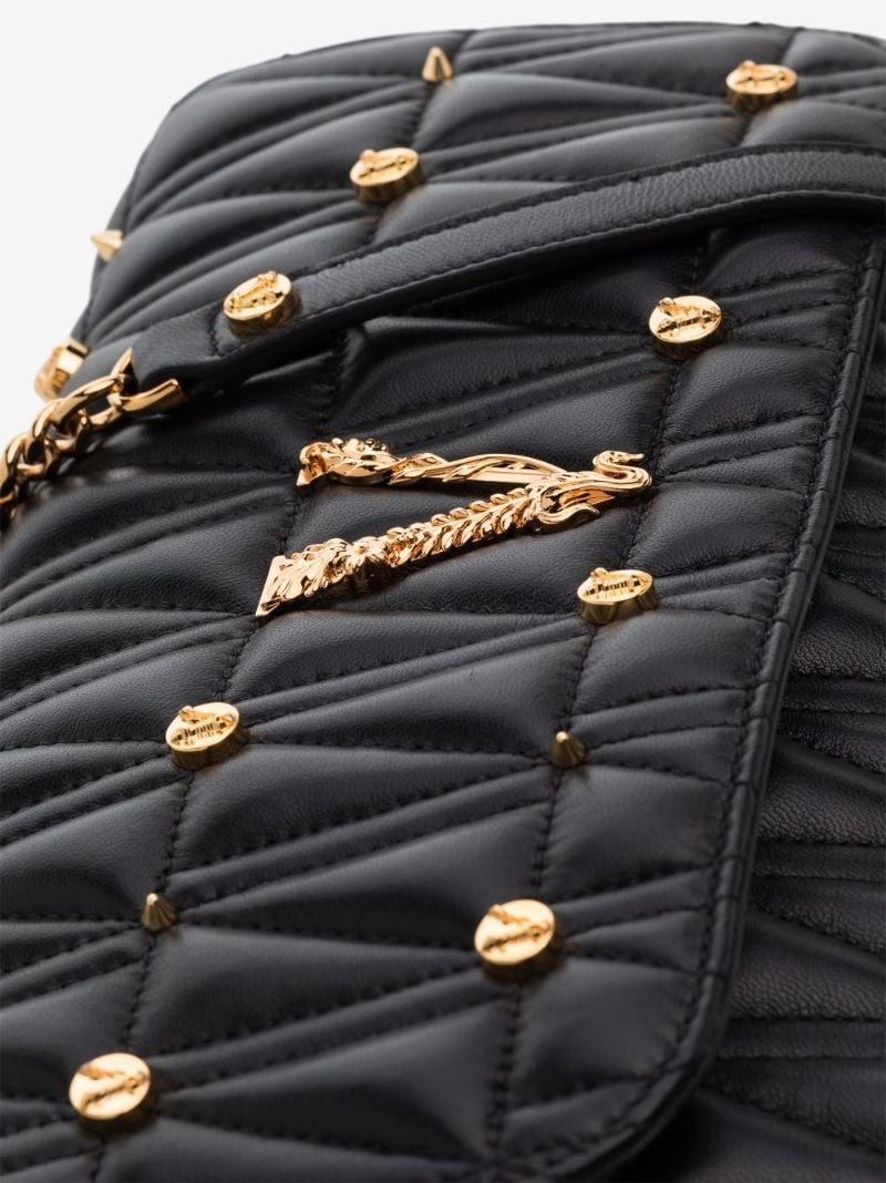 Black Virtus Quilted Leather Cross Body Bag