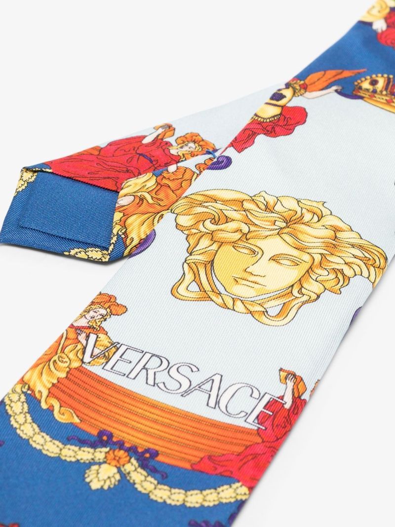 Multicoloured Medusa Print Silk Tie