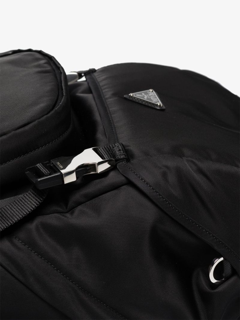 Black Re-nylon Logo Plaque Backpack