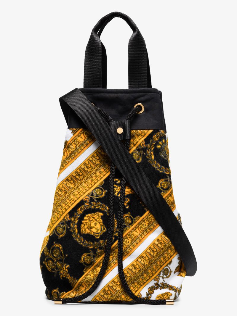 Black Baroque Print Beach Bag