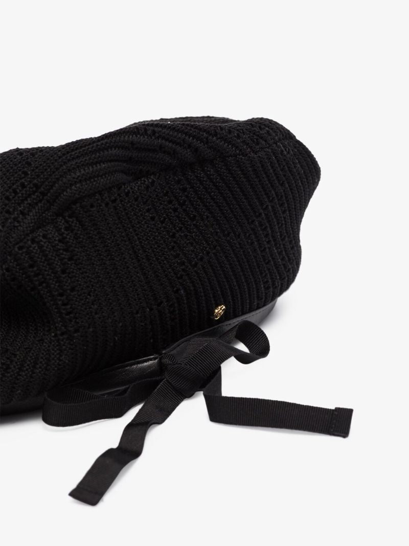 Black Cable Knit Beret