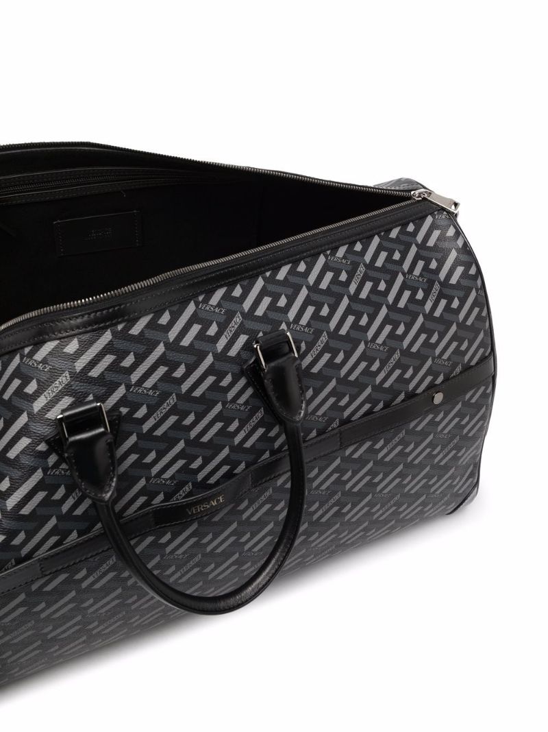 Black La Greca Print Weekend Bag