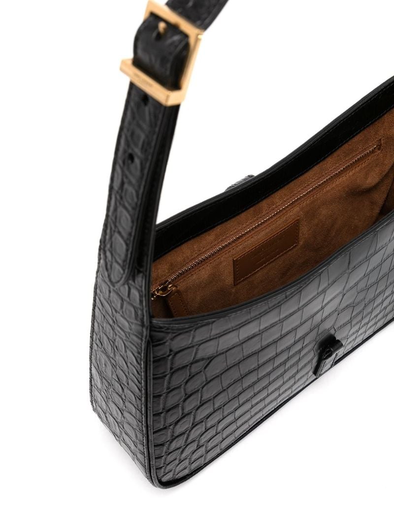 Black Le 5 Ã_x0083_â_x0082_¬ 7 Mock Croc Leather Shoulder Bag