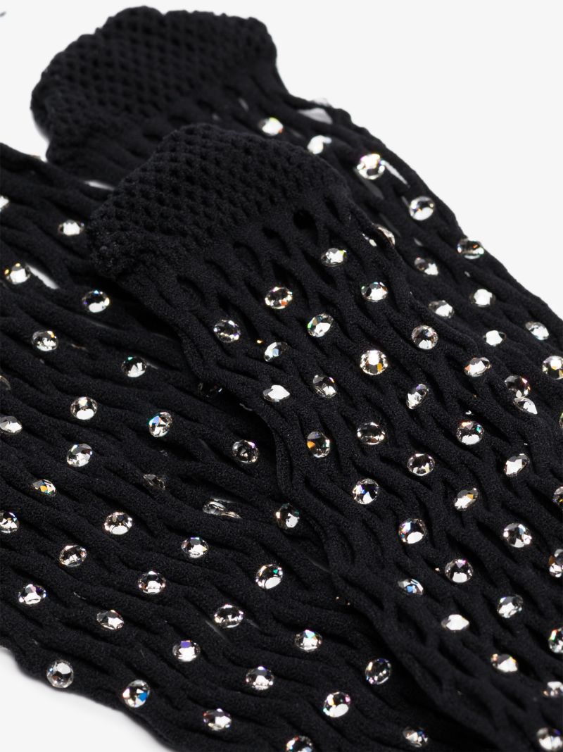 X Amina Muaddi Crystal Embellished Fishnet Tights