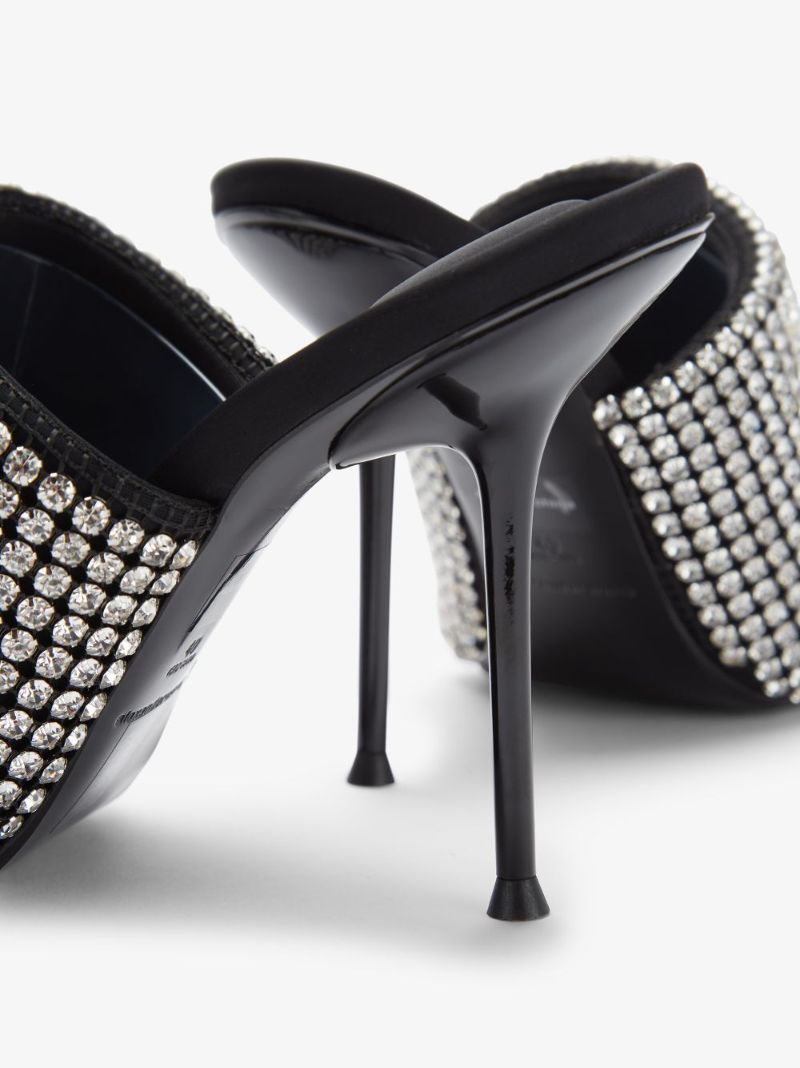 Black Sienna 105 Crystal Mule Sandals