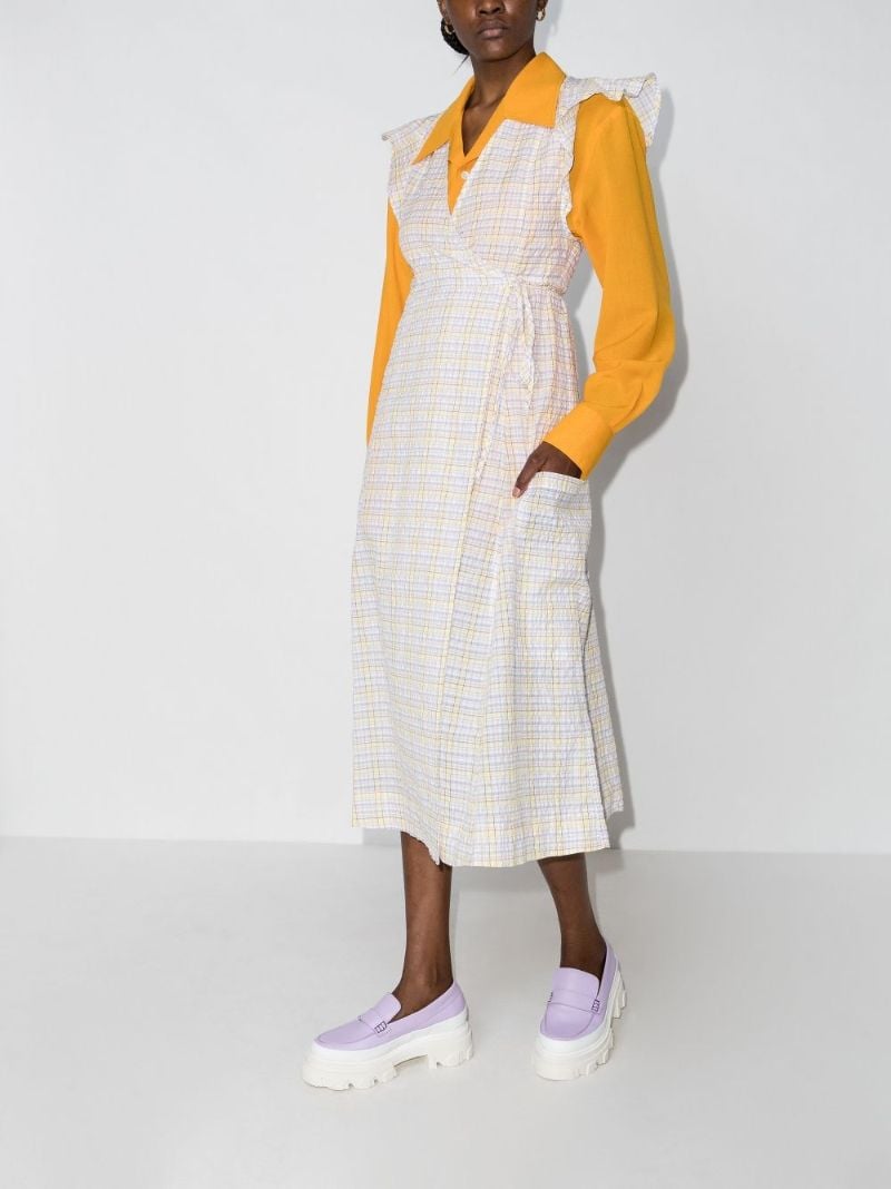 Ruffle Sleeveless Seersucker Dress