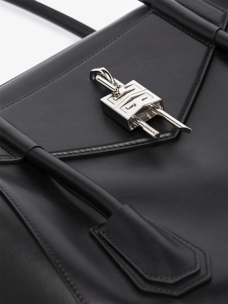 Black Antigona Lock Soft Medium Leather Tote Bag