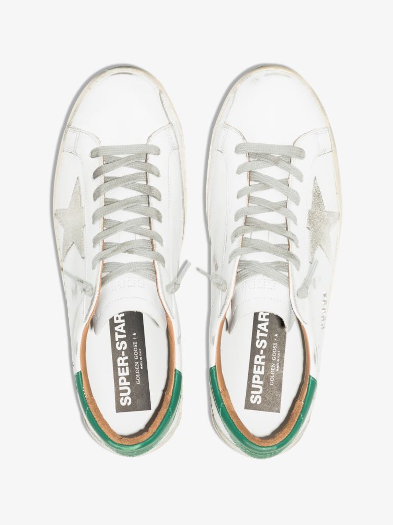 White and Green Super-star Leather Sneakers