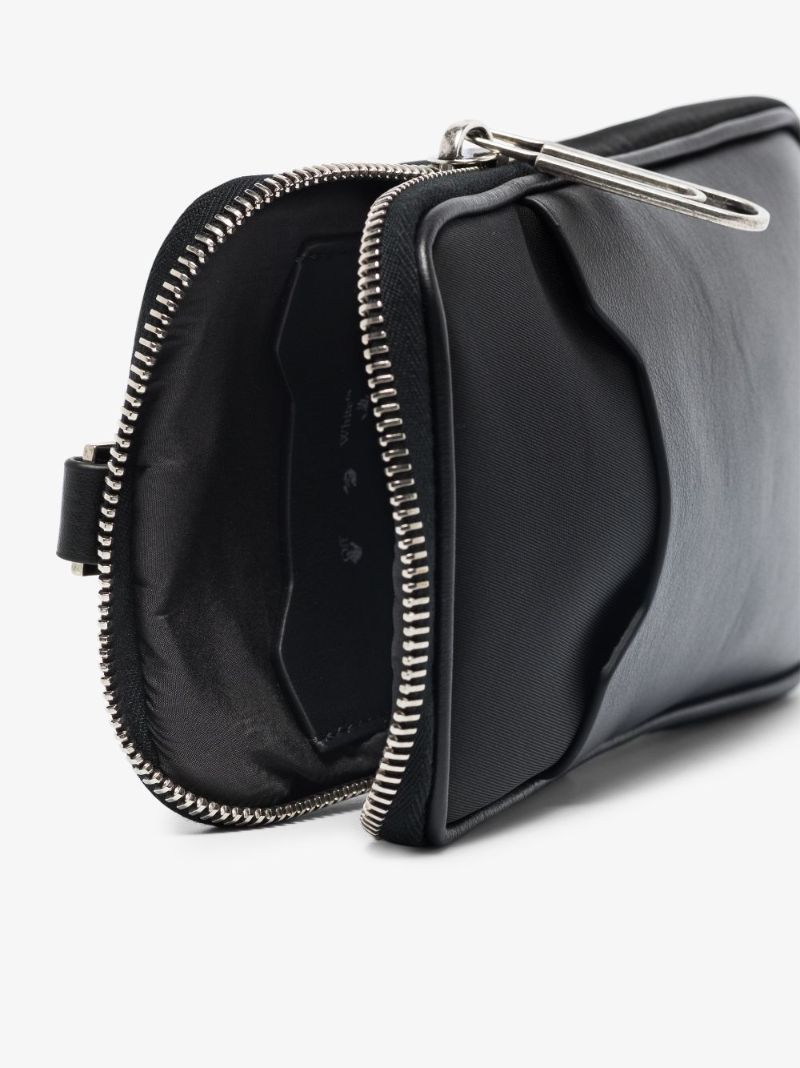 Black Industrial Leather Neck Pouch