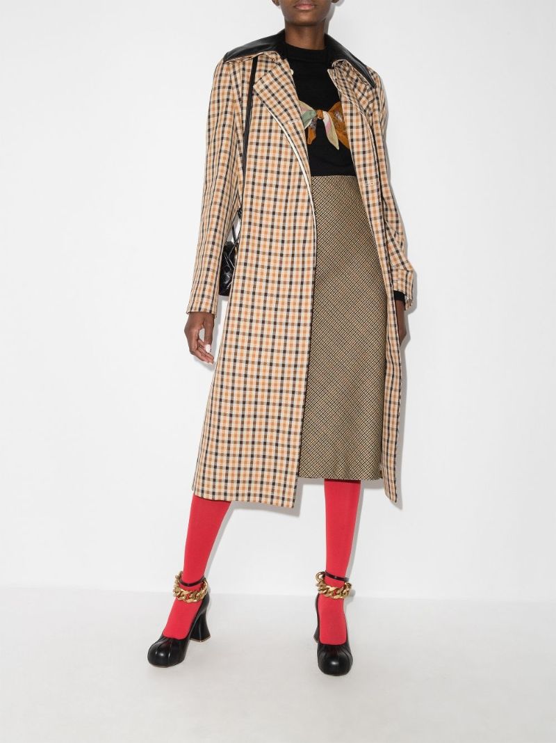 Checked Wool Midi Skirt