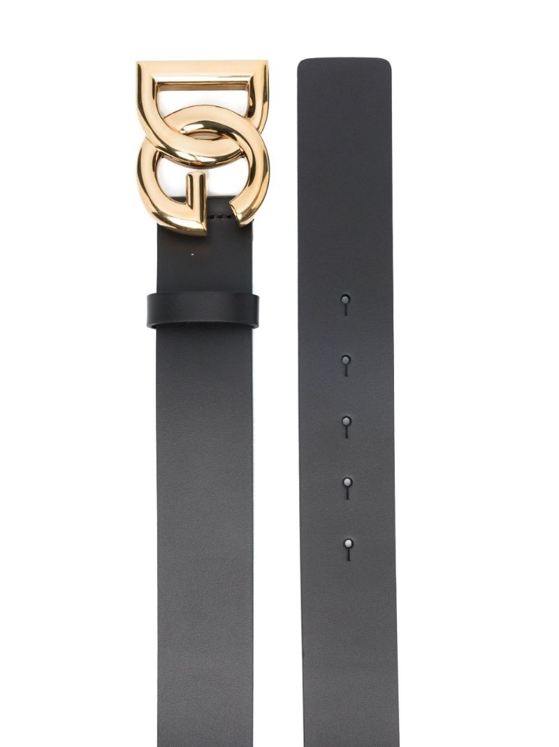 Black Logo Leather Belt