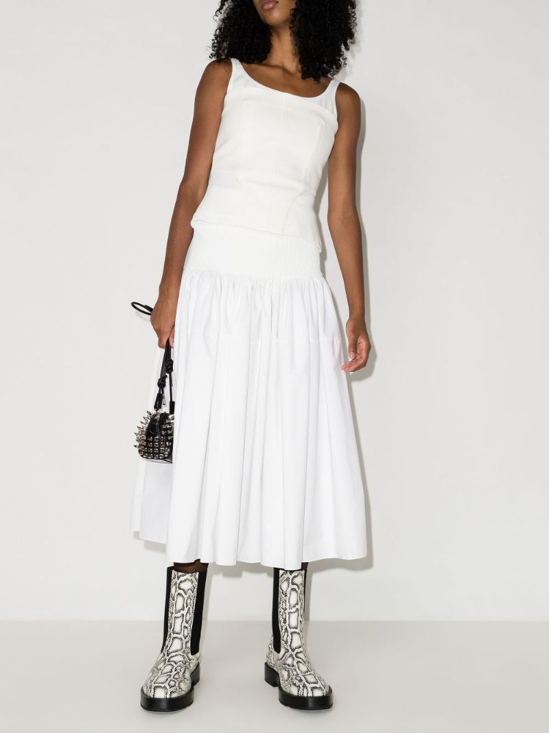 High-waisted Pleated Panelled Skirt