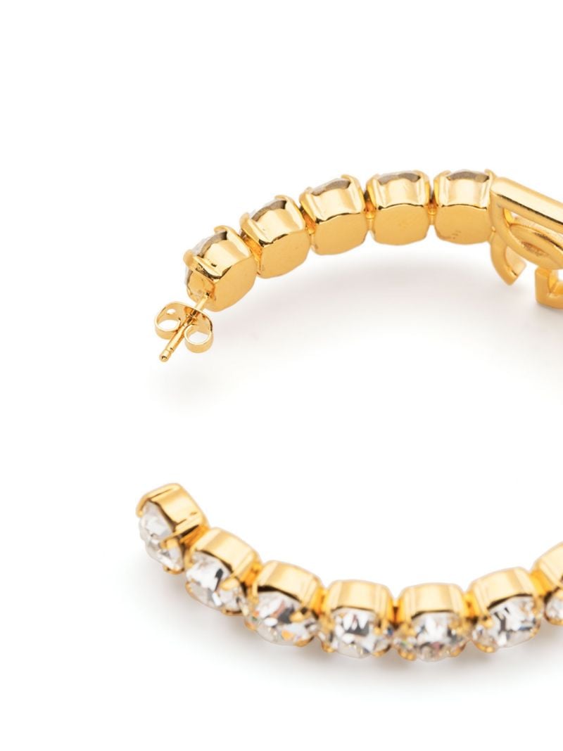 Gold-tone Dg Logo Crystal Hoop Earrings