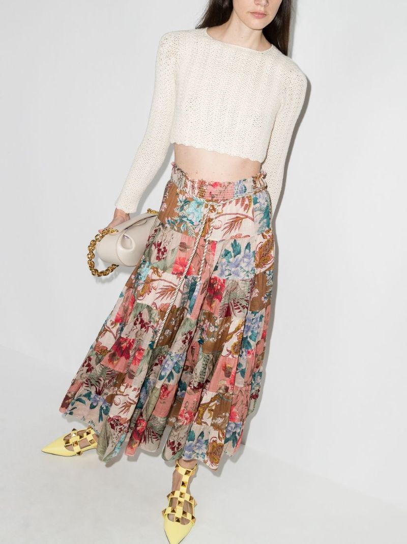 Cassia Floral Print Patchwork Skirt