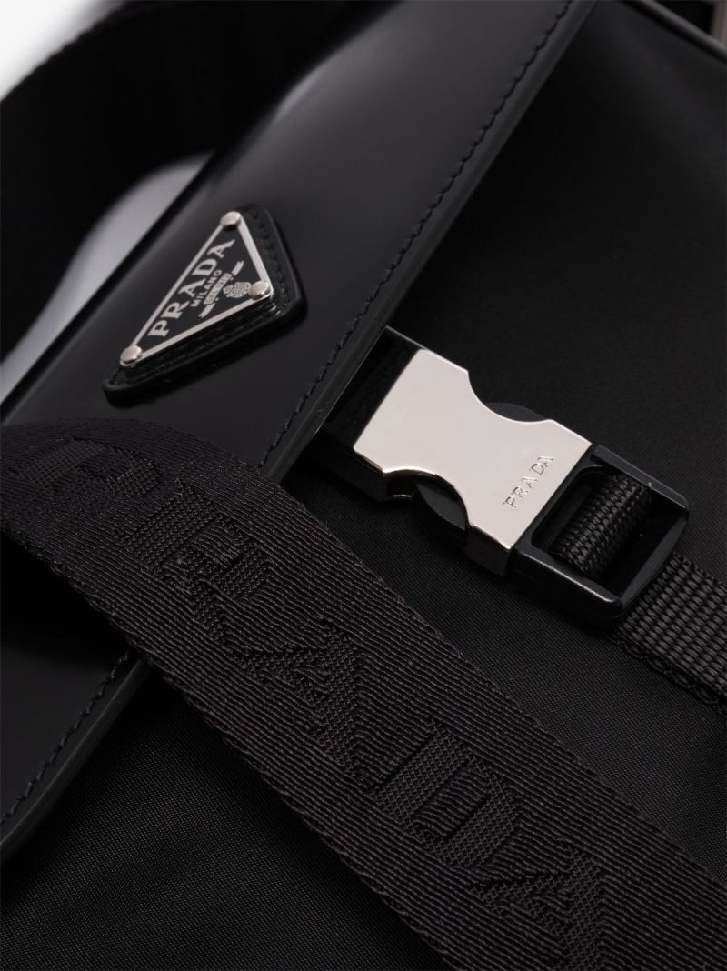 Re-nylon and Leather Shoulder Bag