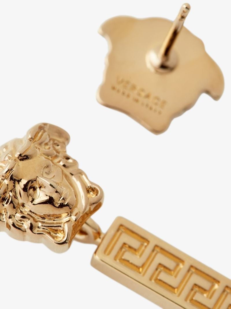 Gold Tone Medusa Drop Earrings