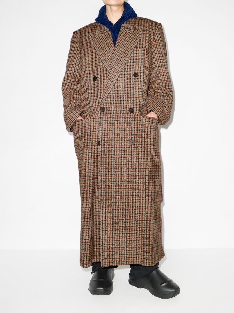 Boxy Double-breasted Houndstooth Coat