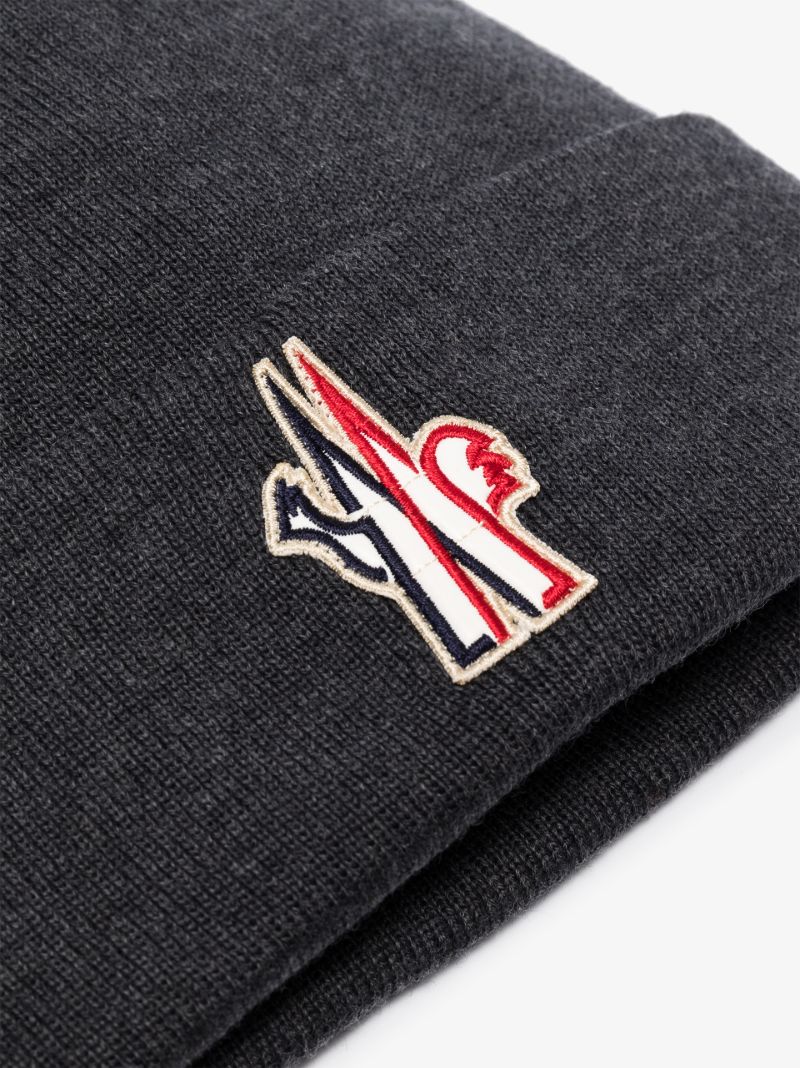 Grey Logo Wool Beanie Hat