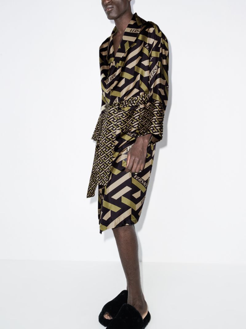 La Greca Embroidered Silk Robe