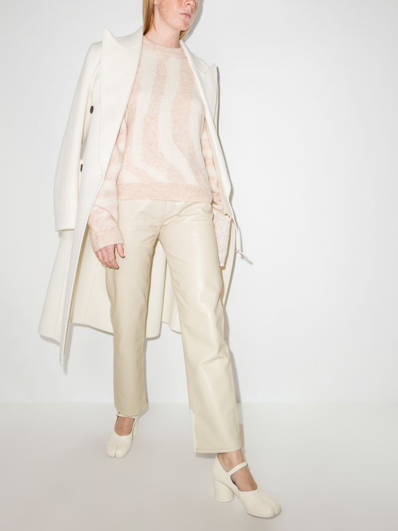 Beige '90s Pinch Waist Straight-leg Trousers