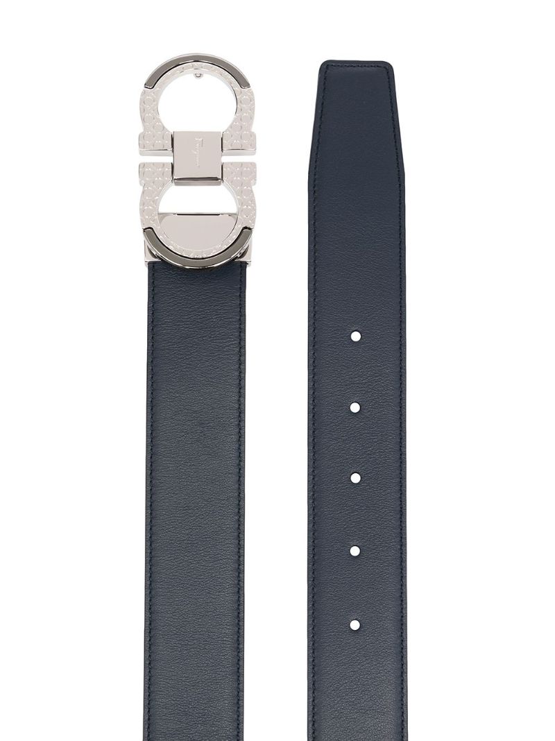 Blue Gancini-buckle Reversible Belt