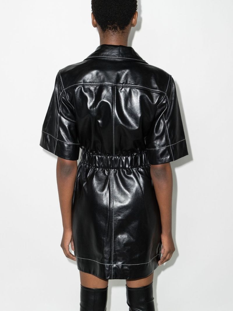 Leather Mini Shirtdress