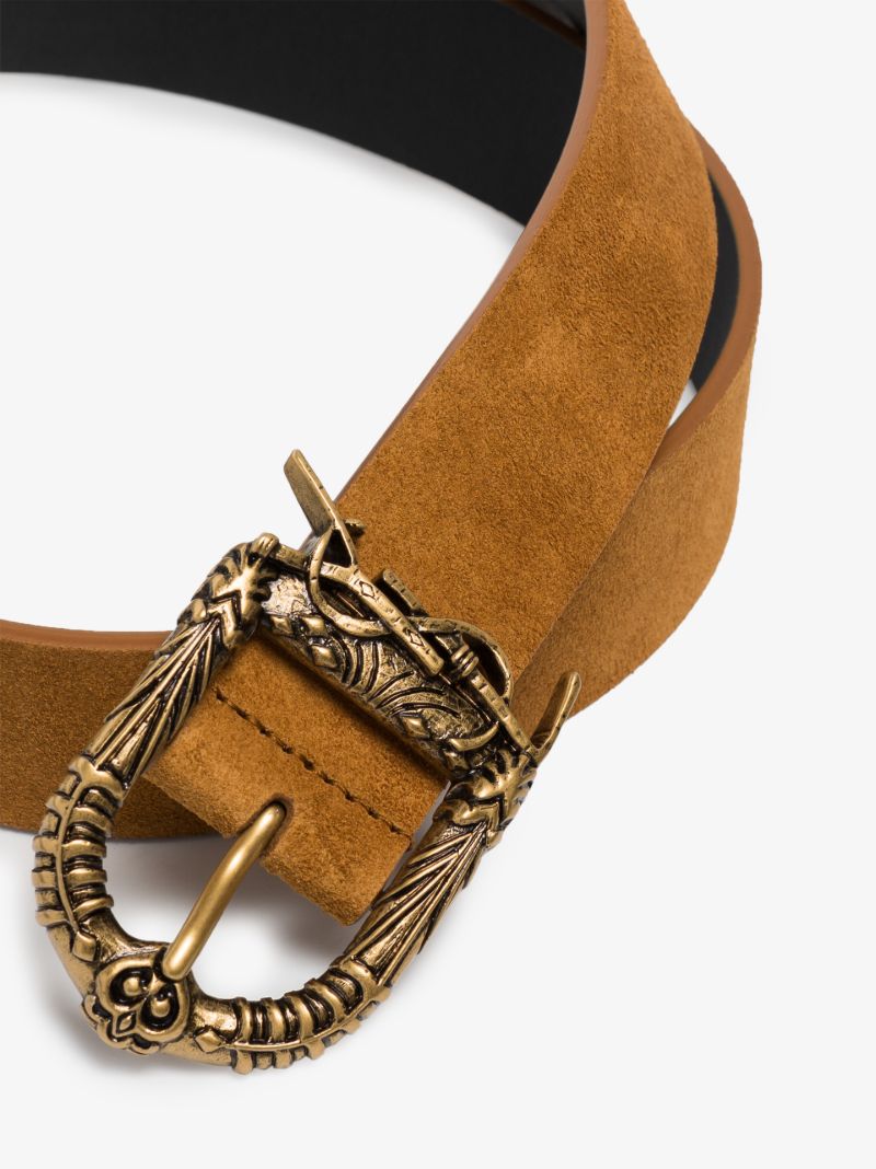 Light Brown Celtic Buckle Suede Belt