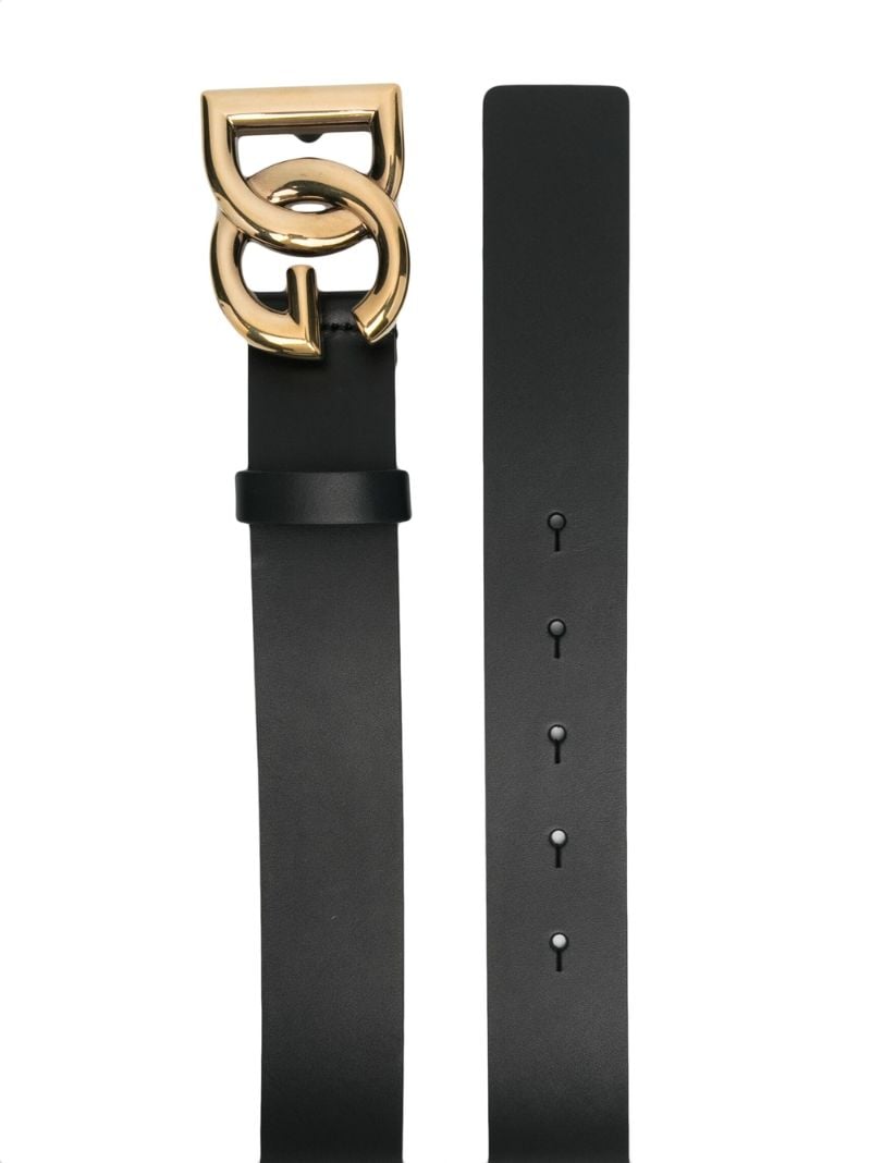 Black Dg Logo Leather Belt