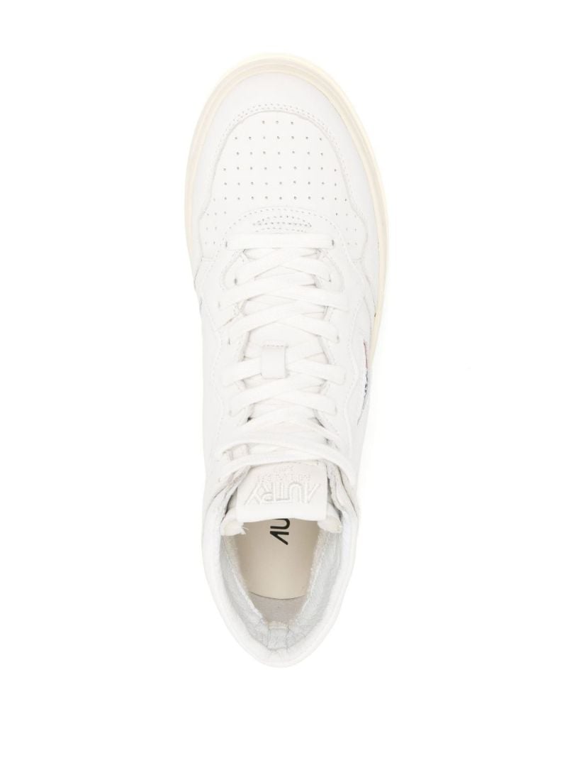 White Mid High-top Leather Sneakers