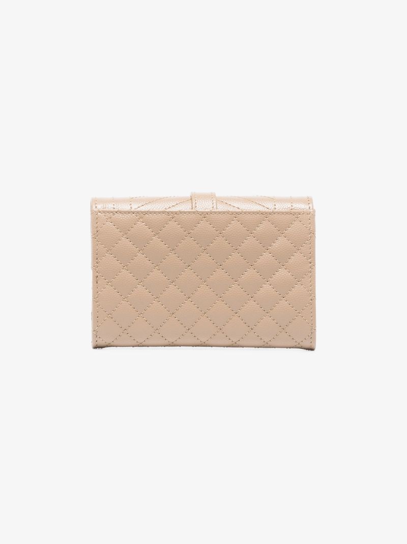 Neutral Quilted Leather Wallet
