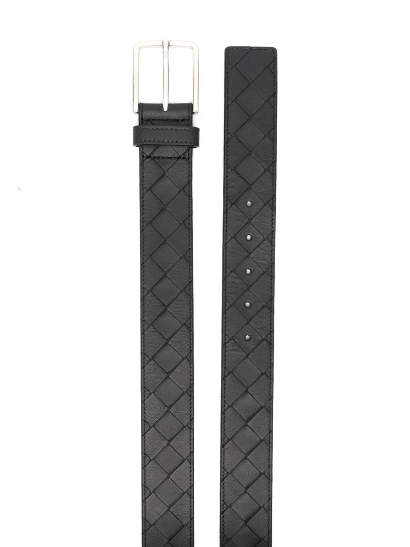 Black Intrecciato Leather Belt