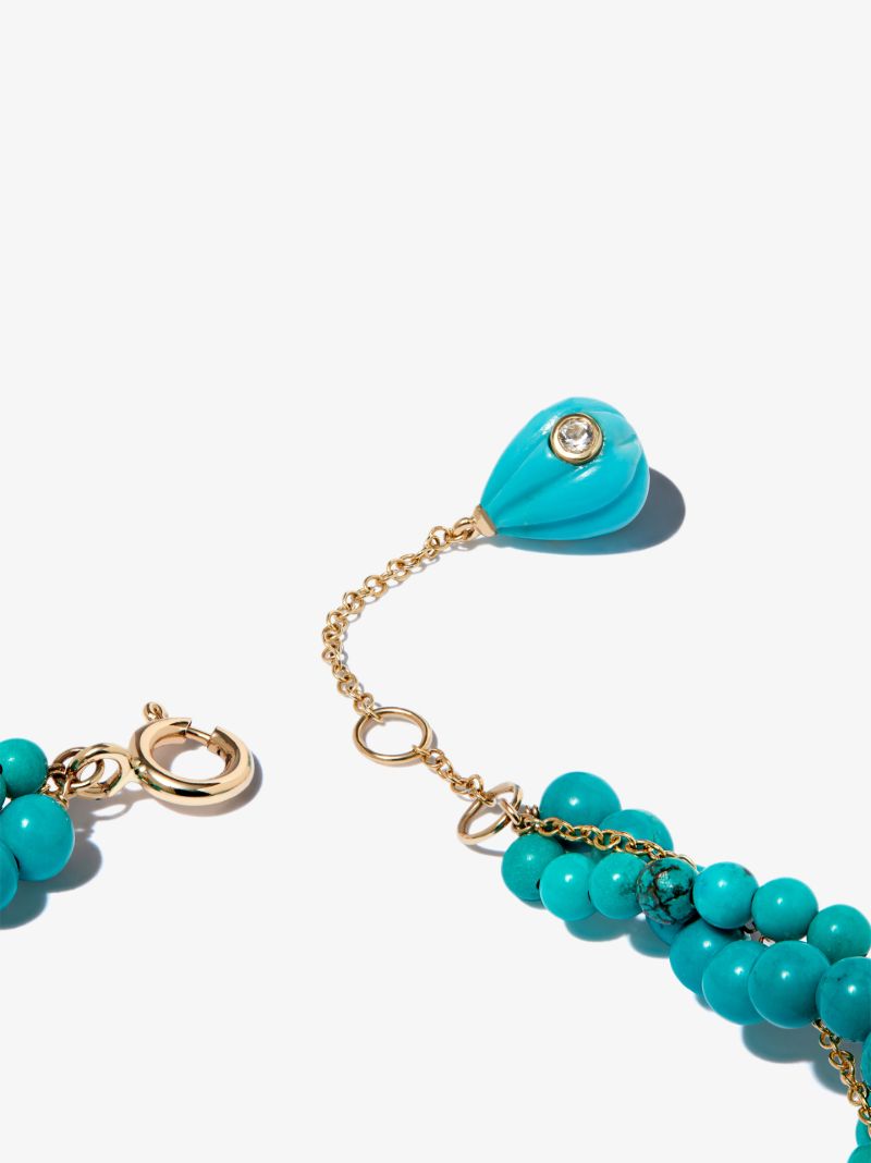 9k Yellow Gold Topaz and Turquoise Bracelet