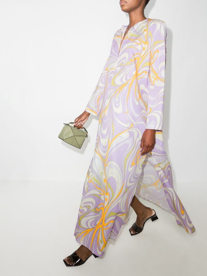 Onde Print Cotton Kaftan Dress