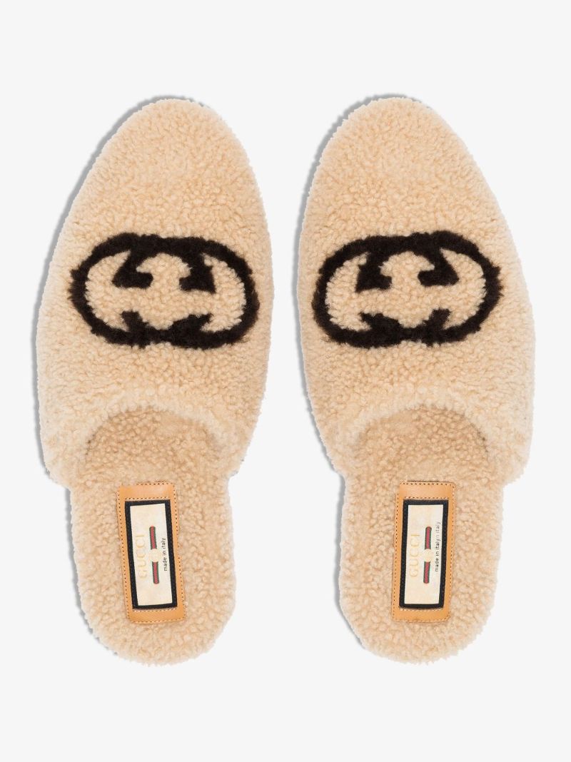 Brown Eileen Gg Shearling Slippers