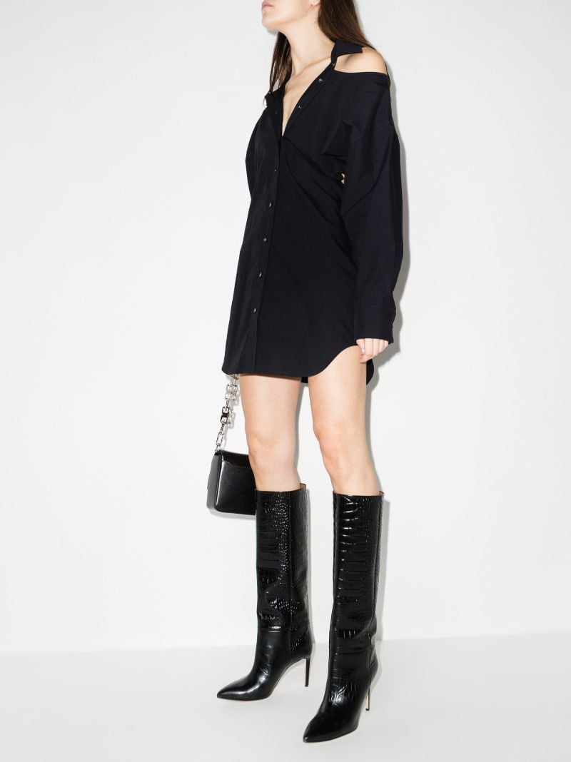 Cutout Shoulder Mini Shirt Dress