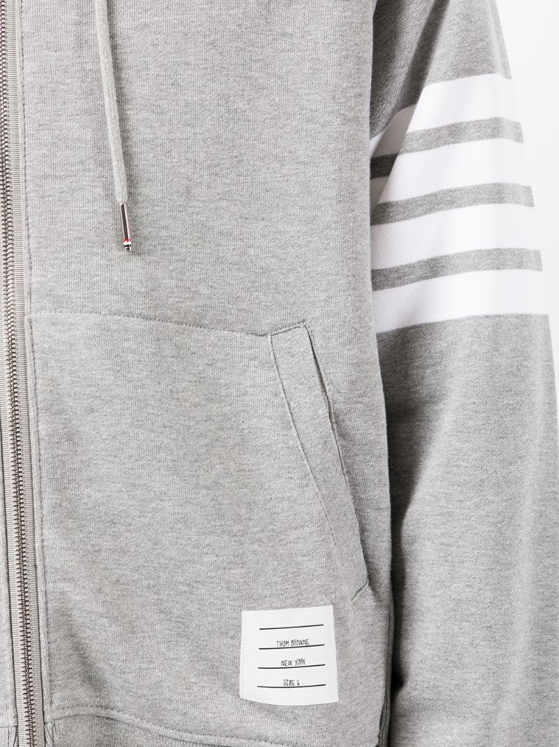 Grey 4-bar Zip-up Hoodie