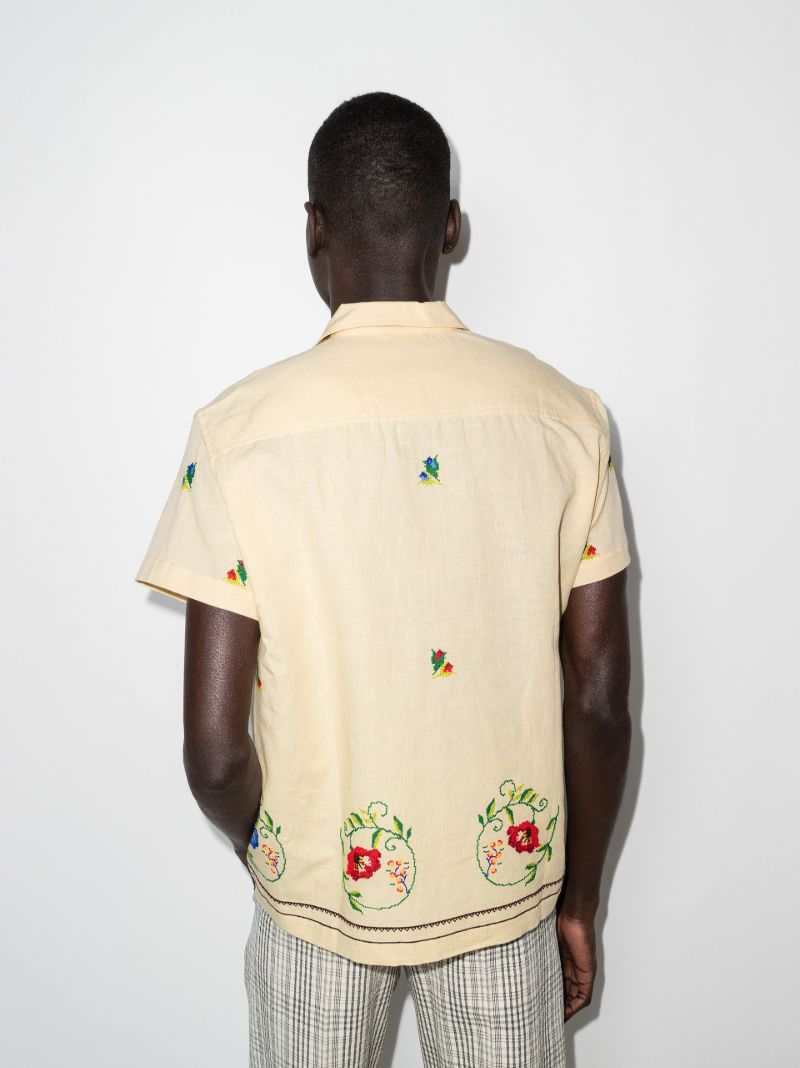 Morning Glory Embroidered Short Sleeve Shirt