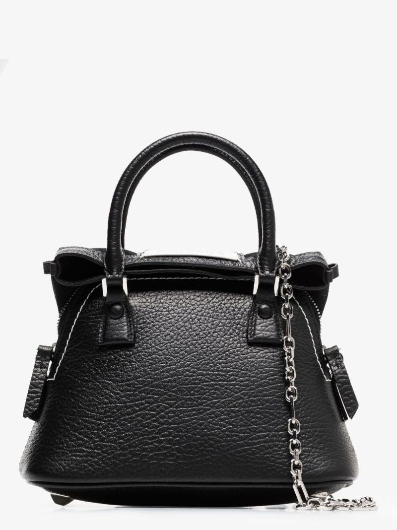 Black 5ac Micro Leather Tote Bag