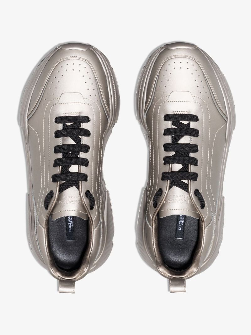 Silver Daymaster Metallic Leather Sneakers