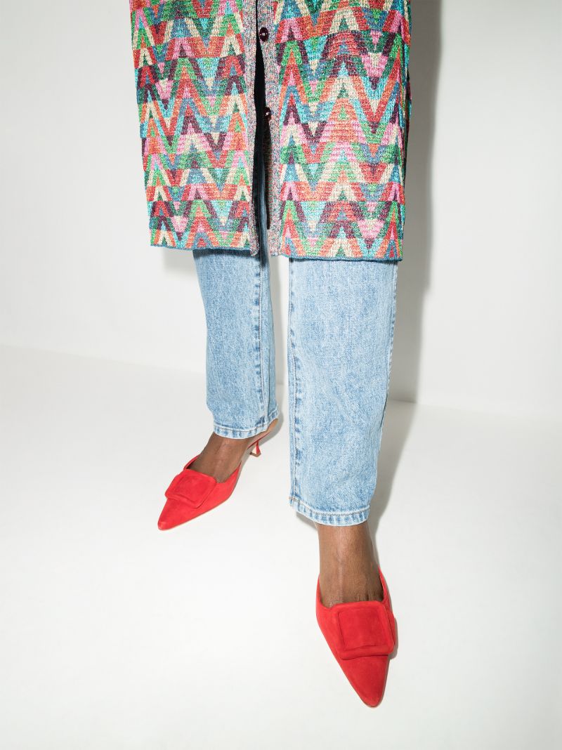 Red Maysale 50 Suede Mules
