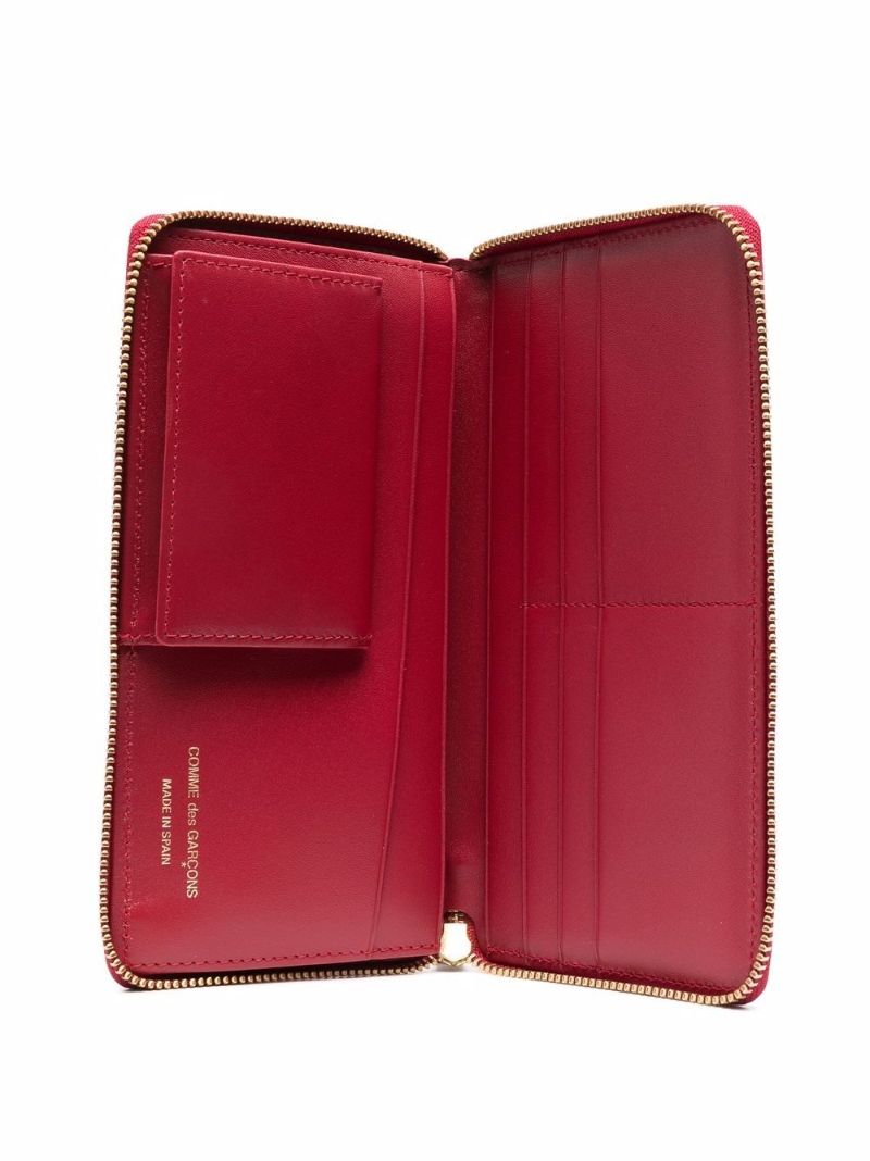 Red Continental Zip-around Leather Wallet