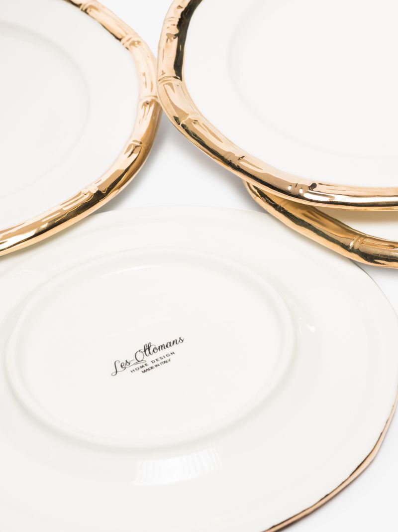 White Bamboo Ceramic Plate Set