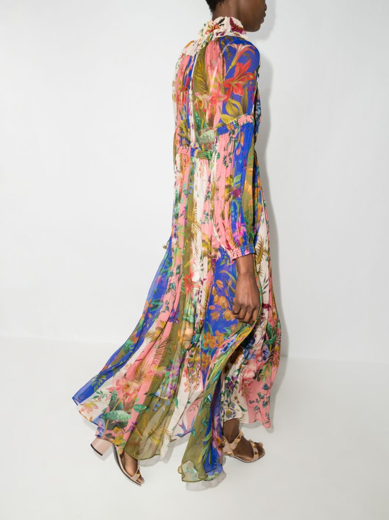 Tropical Lantern Silk Maxi Dress