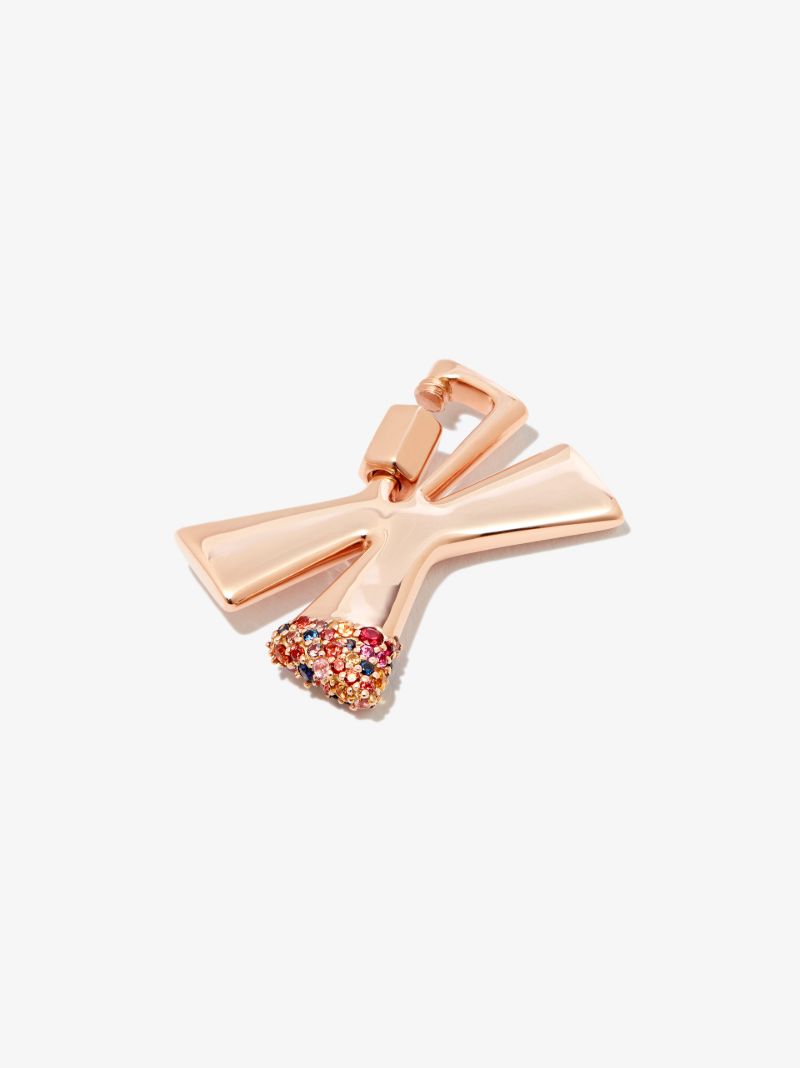 14k Rose Gold Small Sapphire Dipped X Lock Charm