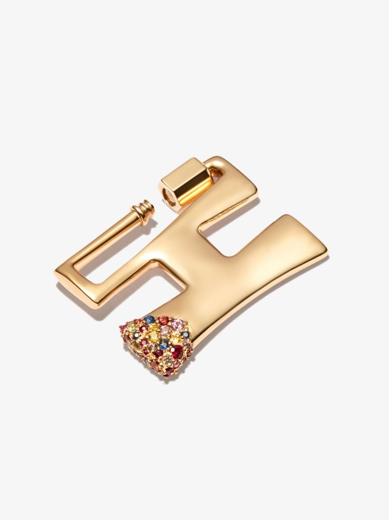 14k Yellow Gold Small Sapphire Dipped H Lock Charm