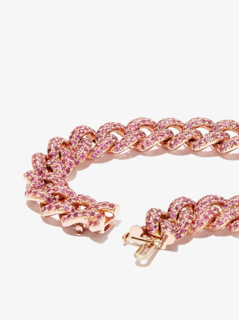 18k Rose Gold Essential Link Sapphire Diamond Bracelet
