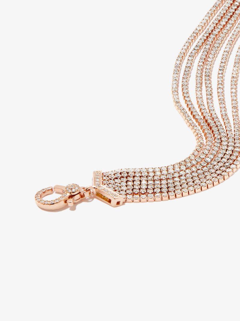 18k Rose Gold 7 Thread Stack Diamond Bracelet