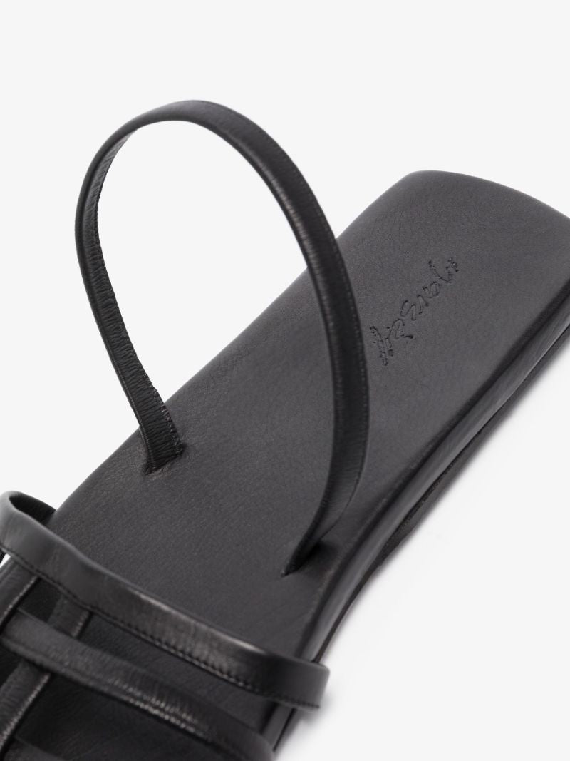 Black Caged Leather Sandals